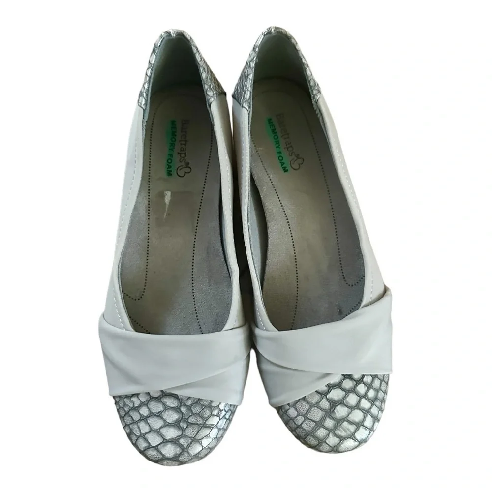 Bare Traps Memory Foam Lexia Wedge Pump Loafer Natural Gray - Women's Size 7.5